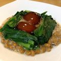 ワンワンとーさん's cooksnap of when they made 最強♥ニラのおひたし&納豆&漬け卵黄.