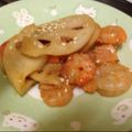 Oyakmam's cooksnap of when they made ☆蓮根ベーコン海老炒め☆.