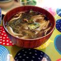 ふなここ's cooksnap of when they made おくら＆まいたけ＆青さの味噌汁.
