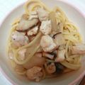 ももにゃんそらにゃん's cooksnap of when they made 鶏肉ときのこの和風パスタ.