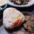 ｸﾏﾘｴ's cooksnap of when they made クリチ入りスモークサーモンと卵のおにぎり.