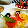 rhyme1219's cooksnap of when they made ひな祭りキャラ弁＊おひな様ピンチョス.