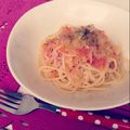 ｍｋ子's cooksnap of when they made 簡単☆ハムとミニトマトのパスタ.