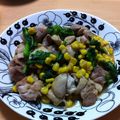 ひろと＾＿＾ママ's cooksnap of when they made 菜の花と鶏肉の味噌バターコーン炒め.