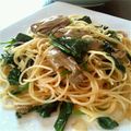 無印素材's cooksnap of when they made ＊かきとほうれん草のオイルパスタ＊.