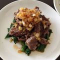 ポメちょん's cooksnap of when they made ﾎｳﾚﾝ草と焼肉のさっぱり焼き.