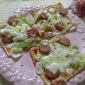 miyuki12's cooksnap of when they made 餃子の皮で☆ホットドッグ風クリスピーピザ.