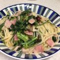 もうらん's cooksnap of when they made 春菊とベーコンのスパゲッティ.