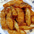 kaegon's cooksnap of when they made イナダとごぼう唐揚げ甘辛ダレ.