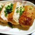 うまエビ's cooksnap of when they made 油揚げにもやしと鶏肉つめちゃいました♪.