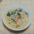 かふぇmomo's cooksnap of when they made 簡単に！サーモンクリームパスタ.