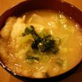 BiwacoJune's cooksnap of when they made 春キャベツと松山揚げのゴマみそ汁.