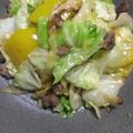 エキュ～'s cooksnap of when they made キャベツとピーマンのそぼろ炒め.