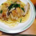 あいぼんｗ's cooksnap of when they made ネギと茸の和風パスタグリルチキン盛り☆.