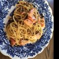 takcam's cooksnap of when they made 鮭の切り身で☆サーモンクリームスパゲティ.