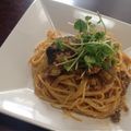 じゅにっちなつなつ's cooksnap of when they made なす＆バーグのトマトスパ～マ・マーで～.