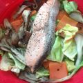 tomsak's cooksnap of when they made シリコンスチーマー鮭の野菜蒸し(麺つゆ).