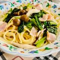 よしよしのキッチン☆'s cooksnap of when they made ほうれん草とベーコンのスープパスタ.
