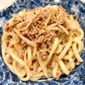 悠LOVE航's cooksnap of when they made 豚ひき肉ともやしのにんにく味噌焼きうどん.