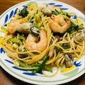 kinniko's cooksnap of when they made 牡蠣とほうれん草のオイスターソースパスタ.