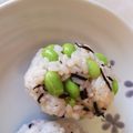 くむちん's cooksnap of when they made 枝豆、塩昆布(昆布の佃煮)のおにぎり.