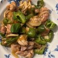 Gkims's cooksnap of when they made 鶏モモ肉とピーマンの甘辛酢炒め.