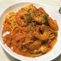 マユリん's cooksnap of when they made 激ウマ！プリッと海老トマトクリームパスタ.