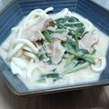 natsukori's cooksnap of when they made 絶品♡豚バラとニラのごま味噌豆乳うどん.