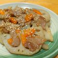 ちーまぐ's cooksnap of when they made 花粉症対策！れんこん人参豚肉の甘辛炒め.
