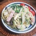 ふか谷's cooksnap of when they made ほうれん草とベーコンのクリームスパゲティ.