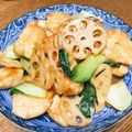 vabochan's cooksnap of when they made レンコンと鶏とチンゲン菜の中華風ピリ辛炒め.