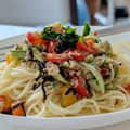 LunaJuno's cooksnap of when they made 超シンプル！トマトと大葉で和風冷製パスタ.