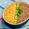 お料理ニャロメ's cooksnap of when they made 味噌仕立て＊卵と鶏ひき肉の三色そぼろ丼.