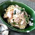 あず7225's cooksnap of when they made サーモンのみそ豆乳クリームパスタ.