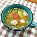 YCHキッチン's cooksnap of when they made ズッキーニとウインナーのカラフルスープ♪.