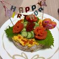 KIKISUKE's cooksnap of when they made 母の日♪記念日♪誕生日に♪花の寿司ケーキ.