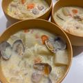 ♪ひつじ's cooksnap of when they made 殻付きあさりのクラムチャウダー.