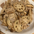 てきもき's cooksnap of when they made 豚肉とれんこんの甘辛☆にんにくマヨ炒め.