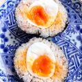 悠LOVE航's cooksnap of when they made 味付け卵で作るスコッチエッグ風おにぎり.