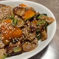 Happy　Leaf's cooksnap of when they made ♡カボチャ&豚肉の病みつき香味だれ♡.