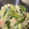 あかまるこ。's cooksnap of when they made 青梗菜のふわふわカニカマあんかけ♪.