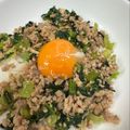 なーなちゃん's cooksnap of when they made 小松菜と鶏挽肉の甘辛炒め♪ぶっかけ丼.