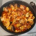 ちえこ おおむら's cooksnap of when they made 鶏肉とナスとキャベツのトマトソース煮込み.