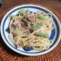 ふか谷's cooksnap of when they made アスパラとベーコンのクリームパスタ.