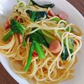 うさぎのおかし's cooksnap of when they made 小松菜とソーセージのペペロンチーノパスタ.