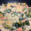 やよい・M's cooksnap of when they made ☆鮭とほうれん草コーンのマヨチーズ焼き.