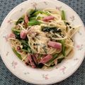 プルンバゴ's cooksnap of when they made 春菊とベーコンのスパゲッティ.