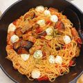 クックL65TLO☆'s cooksnap of when they made 茄子＆ベーコンのモッツァレラトマトパスタ.