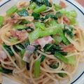 はぁぴょん's cooksnap of when they made 小松菜とベーコンのガーリック醤油パスタ.