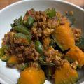 まりおみちゃん's cooksnap of when they made ✿挽肉とかぼちゃピーマン甘辛ごま炒め♪.